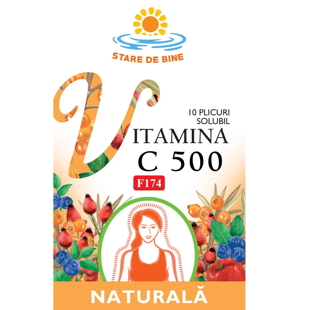 Vitamina C 500 naturala, 10 plicuri, Fares 