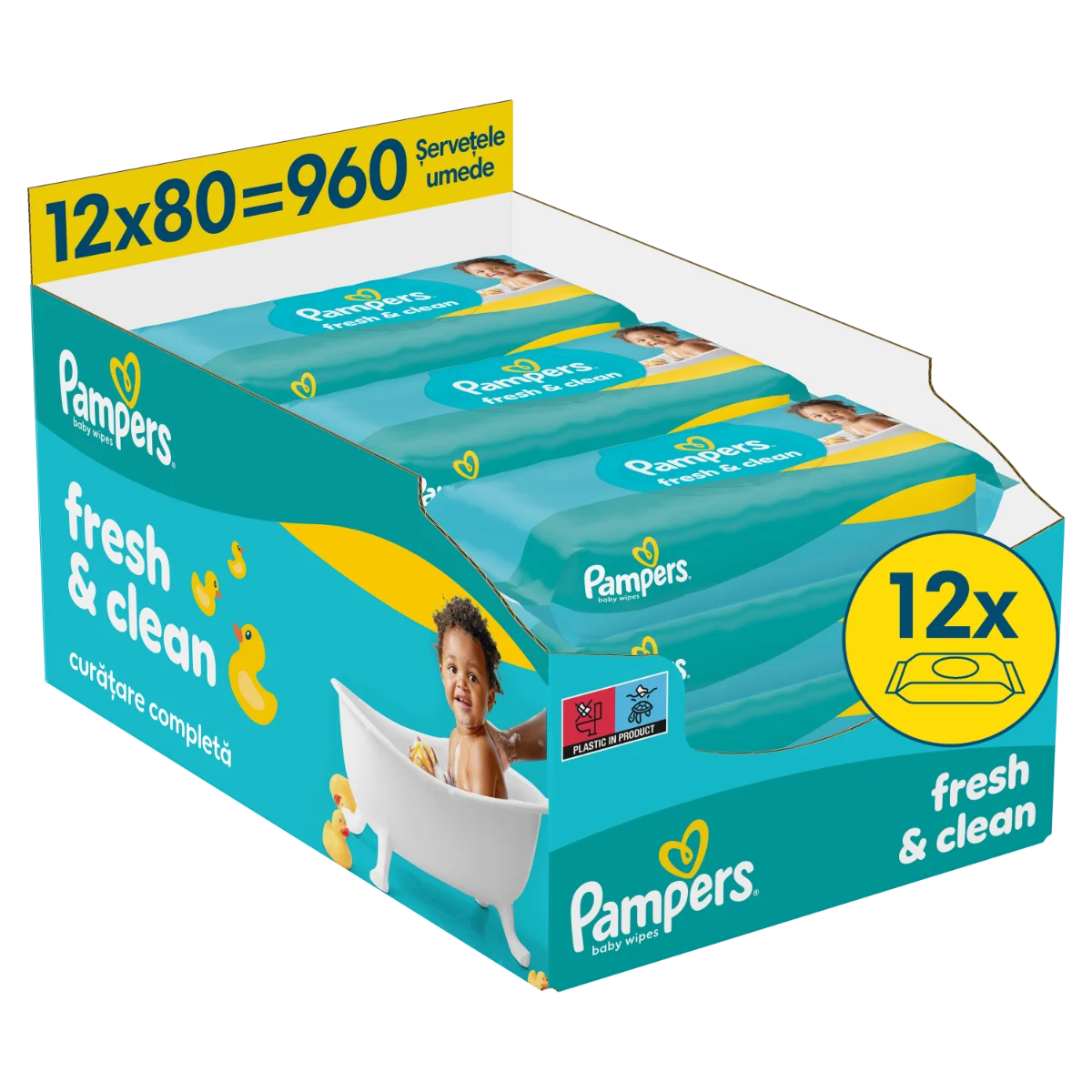 Servetele umede Fresh Clean, 960 bucati, Pampers