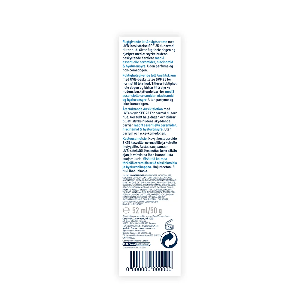 Crema hidratanta de fata ten normal-uscat SPF25, 52ml, CeraVe