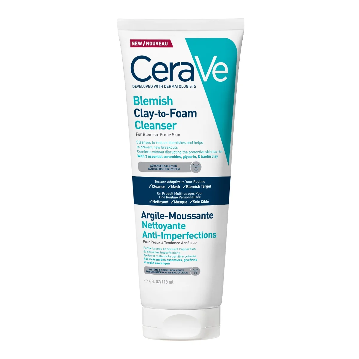 Gel de curatare cu argila anti-imperfectiuni Clay-to-Foam, 118ml, CeraVe