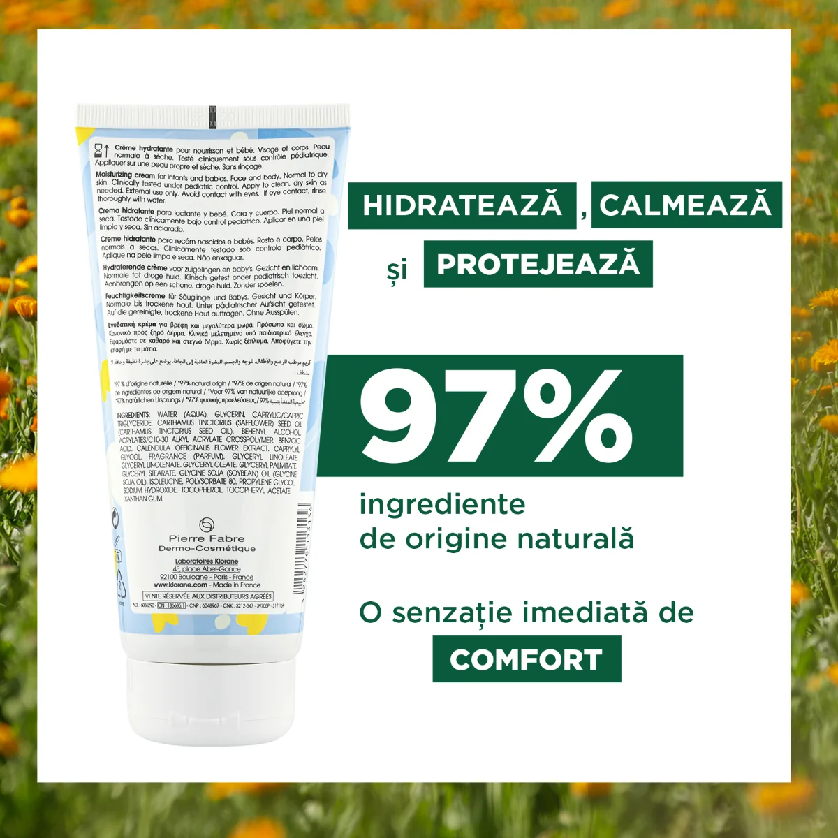 Crema hidratanta, 200ml, Klorane Bebe