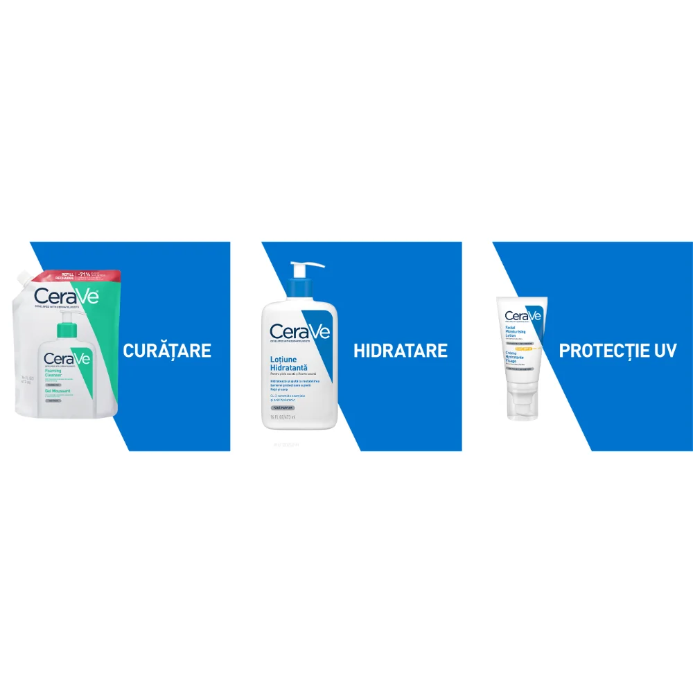 Rezerva Gel de curatare spumant piele normal-grasa, 473ml, CeraVe Mod de utilizare Rezerva Gel de curatare spumant piele normal-grasa, 473ml, CeraVe Mod de utilizare