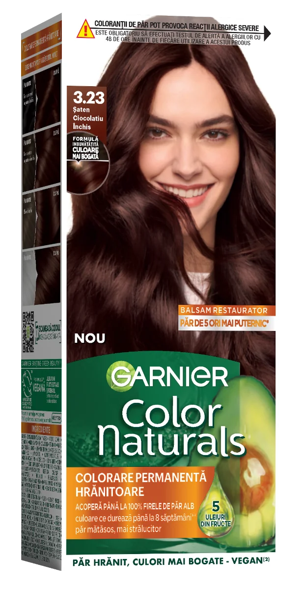 Vopsea de par permanenta Color Naturals 3.23 Saten Ciocolatiu Inchis, 112ml, Garnier