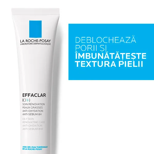 Crema fluida renovatoare pentru ten gras 8h Effaclar K+, 40ml, La Roche-Posay 