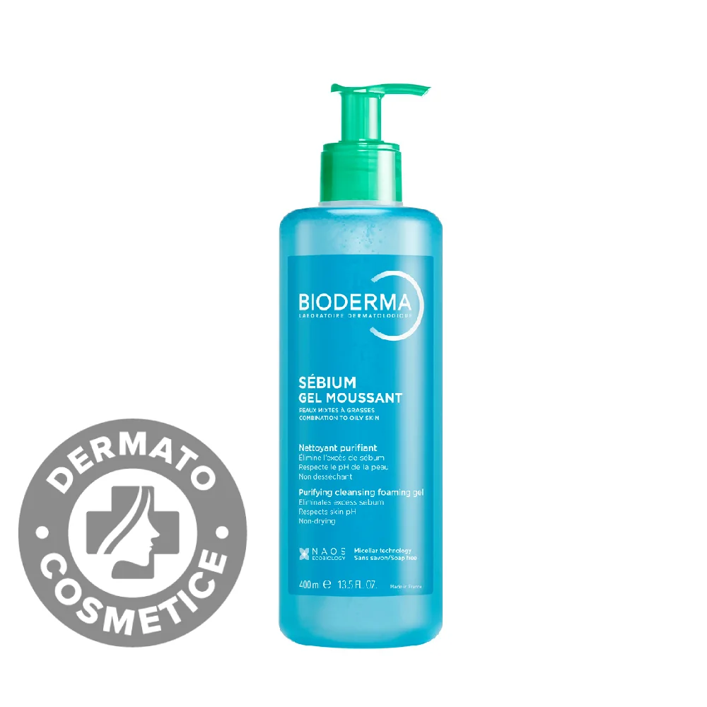 Gel spumant pentru piele mixta si grasa Sebium, 400ml, Bioderma 