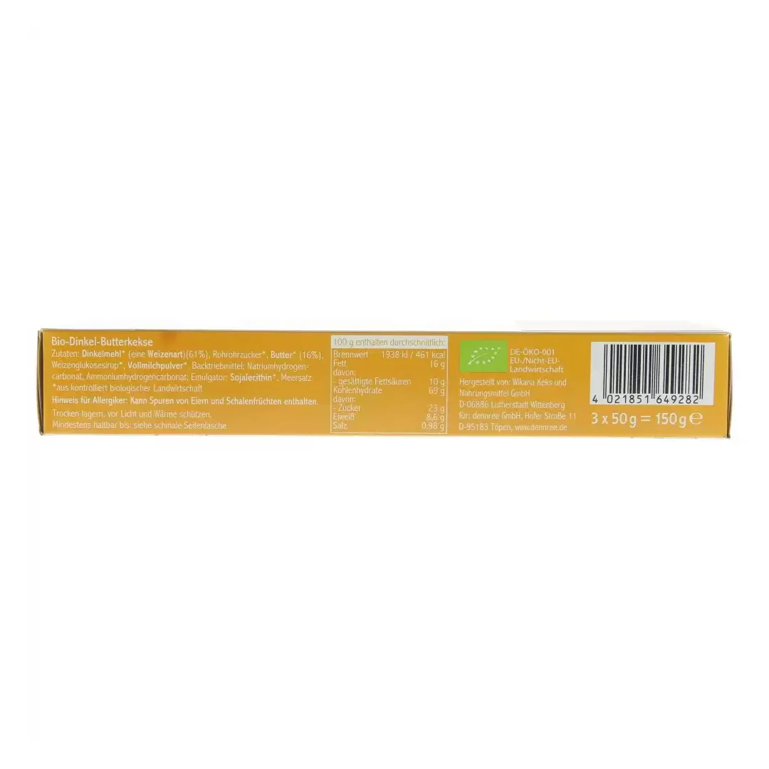Biscuiti din spelta si unt Butterkeks Eco, 150g, Dennree