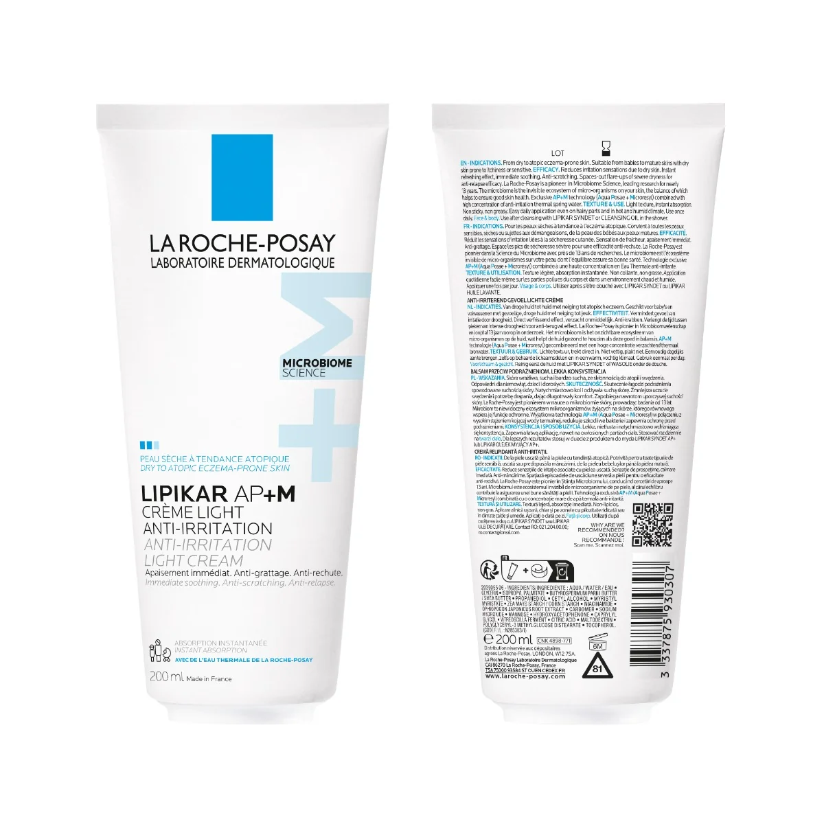 Balsam cu absorbtie rapida si tripla actiune impotriva puseurilor de uscaciune a pielii Lipikar Light AP+M, 200ml, La Roche Posay