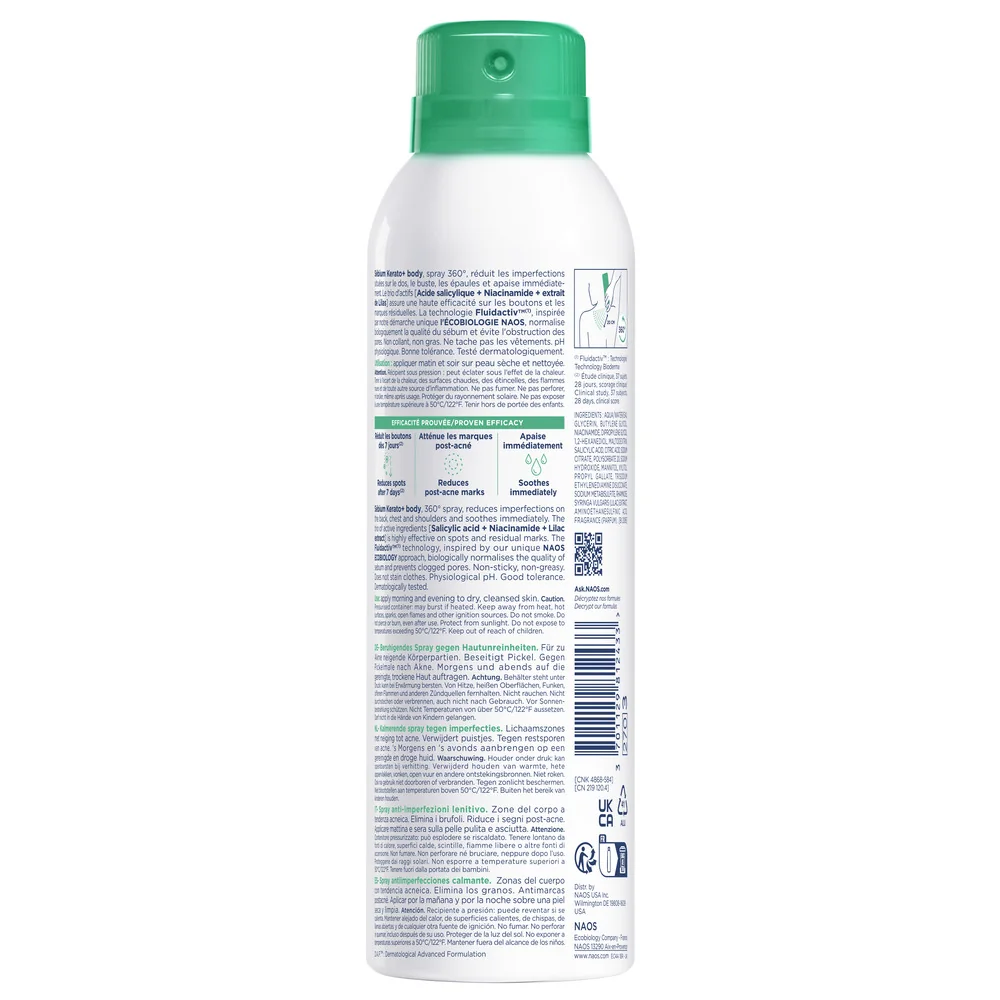 Spray de corp calmant anti-imperfectiuni Kerato+ Sebium, 150ml, Bioderma