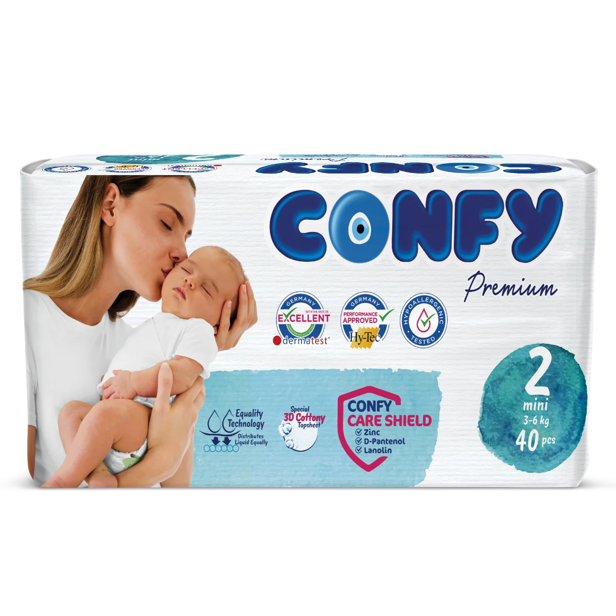 Scutece pentru copii Eco Premium Mini Nr. 2 pentru 3 – 6kg, 40 bucati, Confy