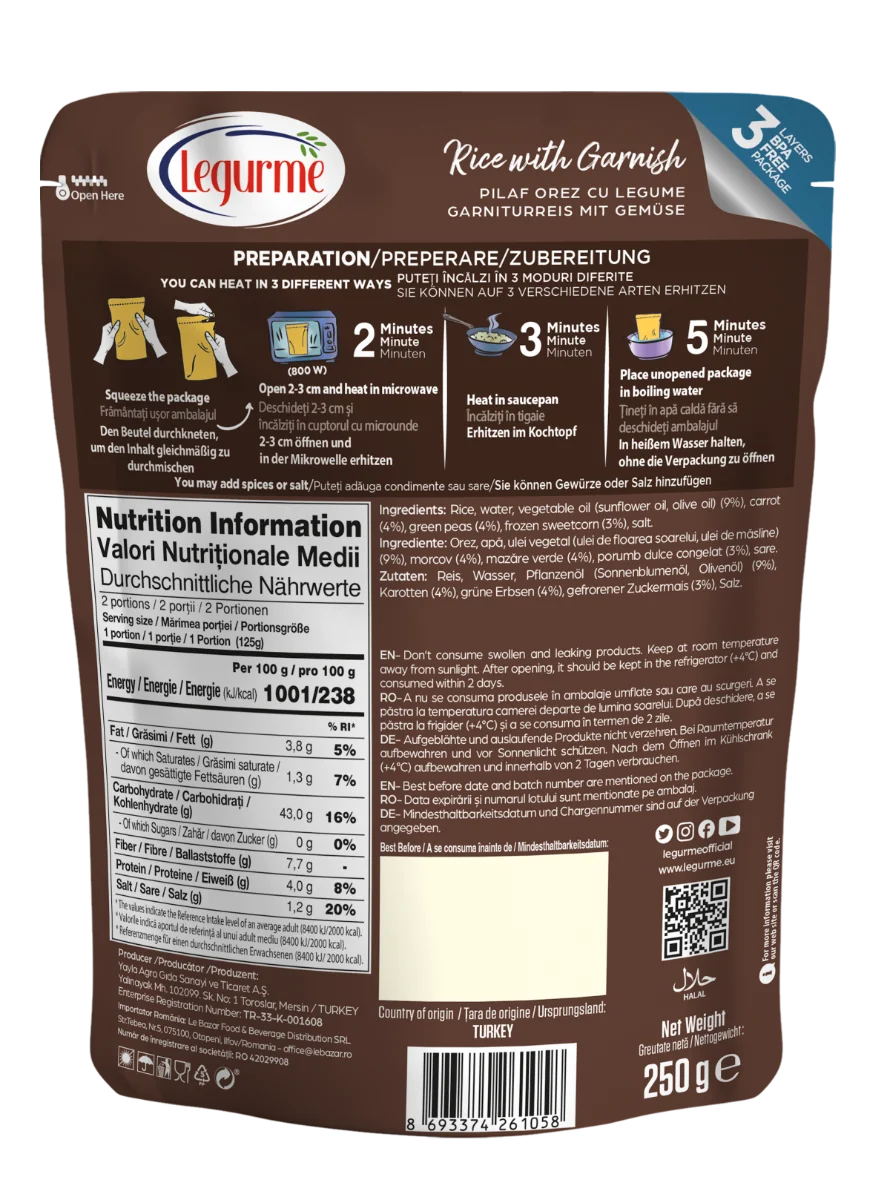 Pilaf orez cu legume, 250g, Legurme