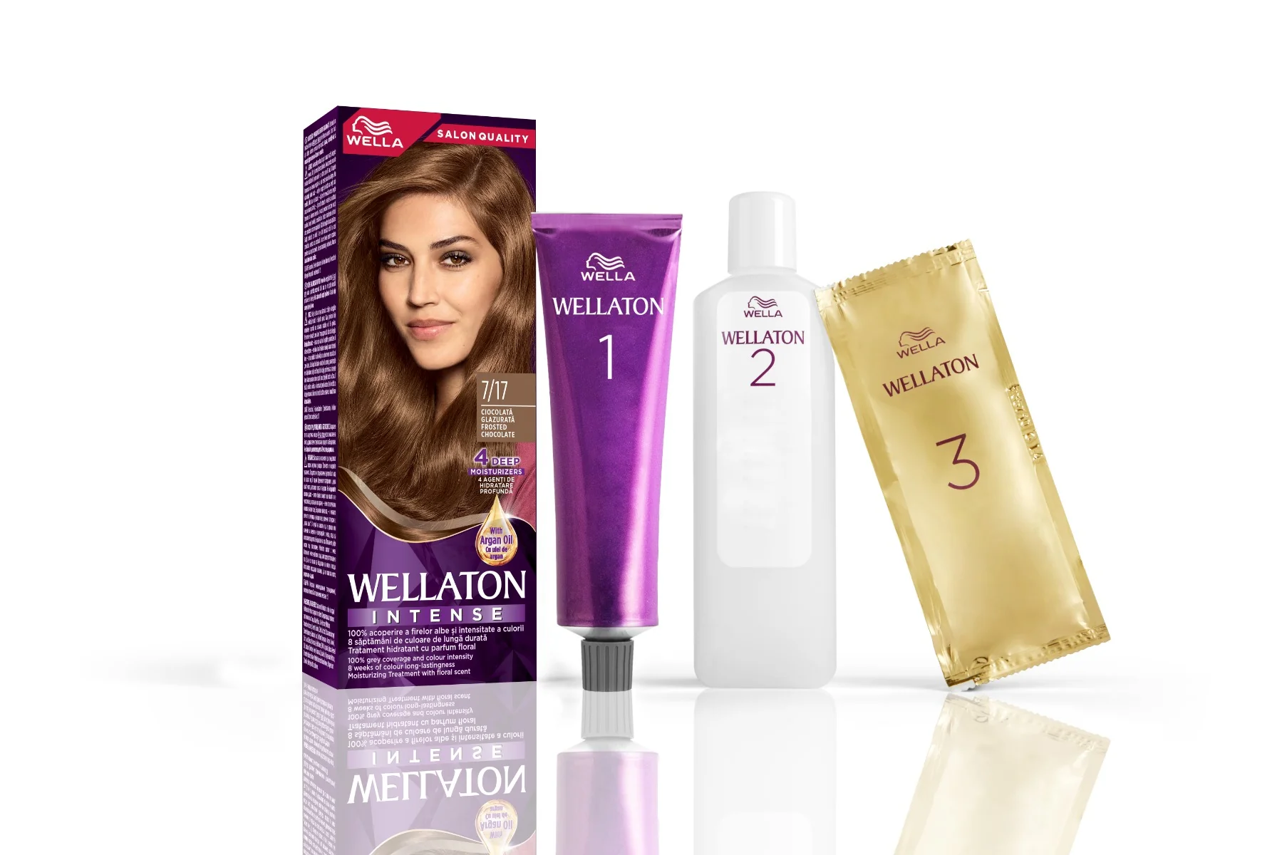 Vopsea de par permanenta Ciocolata Glazurata 7.17 Wellaton, 110ml, Wella