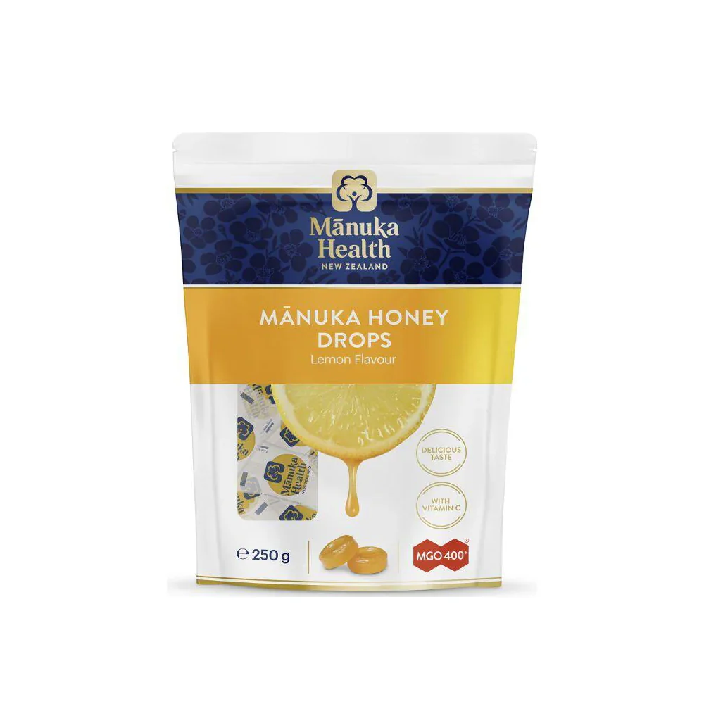 Bomboane cu miere de Manuka MGO 400+ cu aroma de lamaie, 250g, Manuka Health