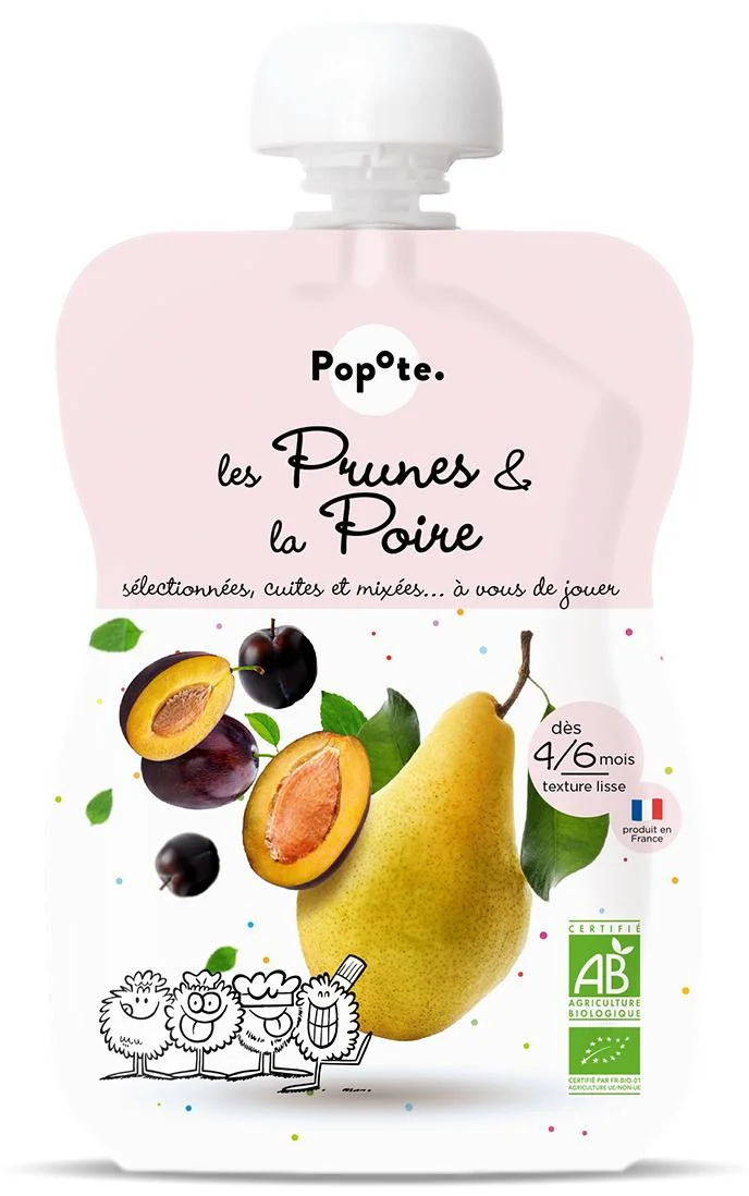 Piure cu pere si prune 4-6 luni, 120g, Popote 