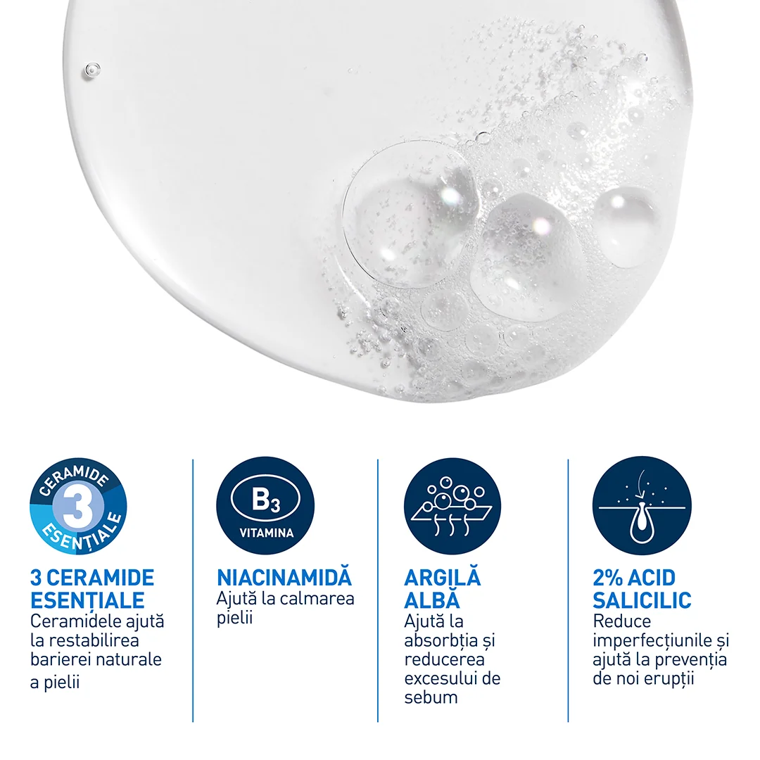 Gel de curatare spumant anti-imperfectiuni pentru ten cu tendinta acneica, 473ml, CeraVe