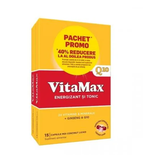 Vitamax Q10, 15 capsule + 15 capsule cu 40% reducere din al 2-lea produs, Perrigo