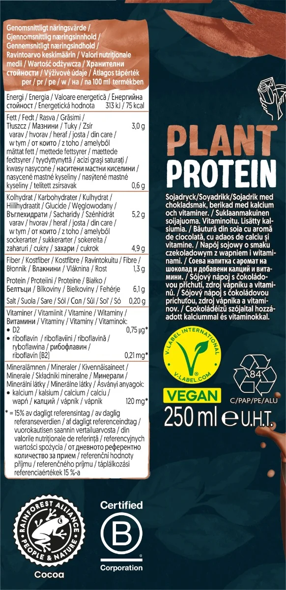 Bautura din soia cu proteina si ciocolata, 250ml, Alpro