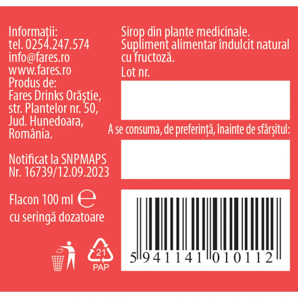 Sirop indulcit cu fructoza Bebe Biosept, 100ml, Fares