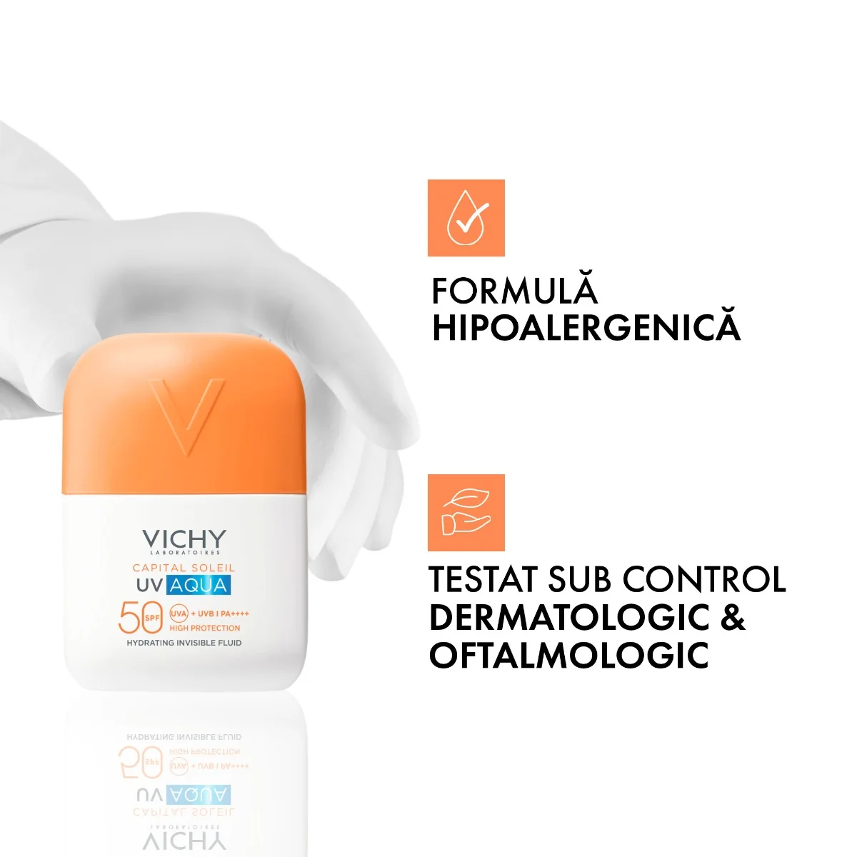 Fluid invizibil hidratant SPF 50 Capital Soleil UV AQUA, 50ml, Vichy
