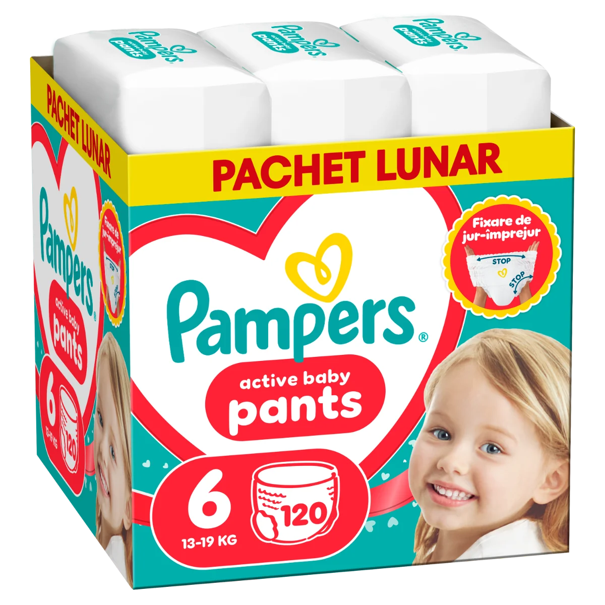 Scutece-chilotel Pants XXL Box Marimea 6 pentru +15kg, 120 bucati, Pampers