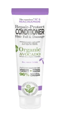 Balsam reparator contra caderii parului cu Niacinamida si Avocado Organic, 225ml, The conscious