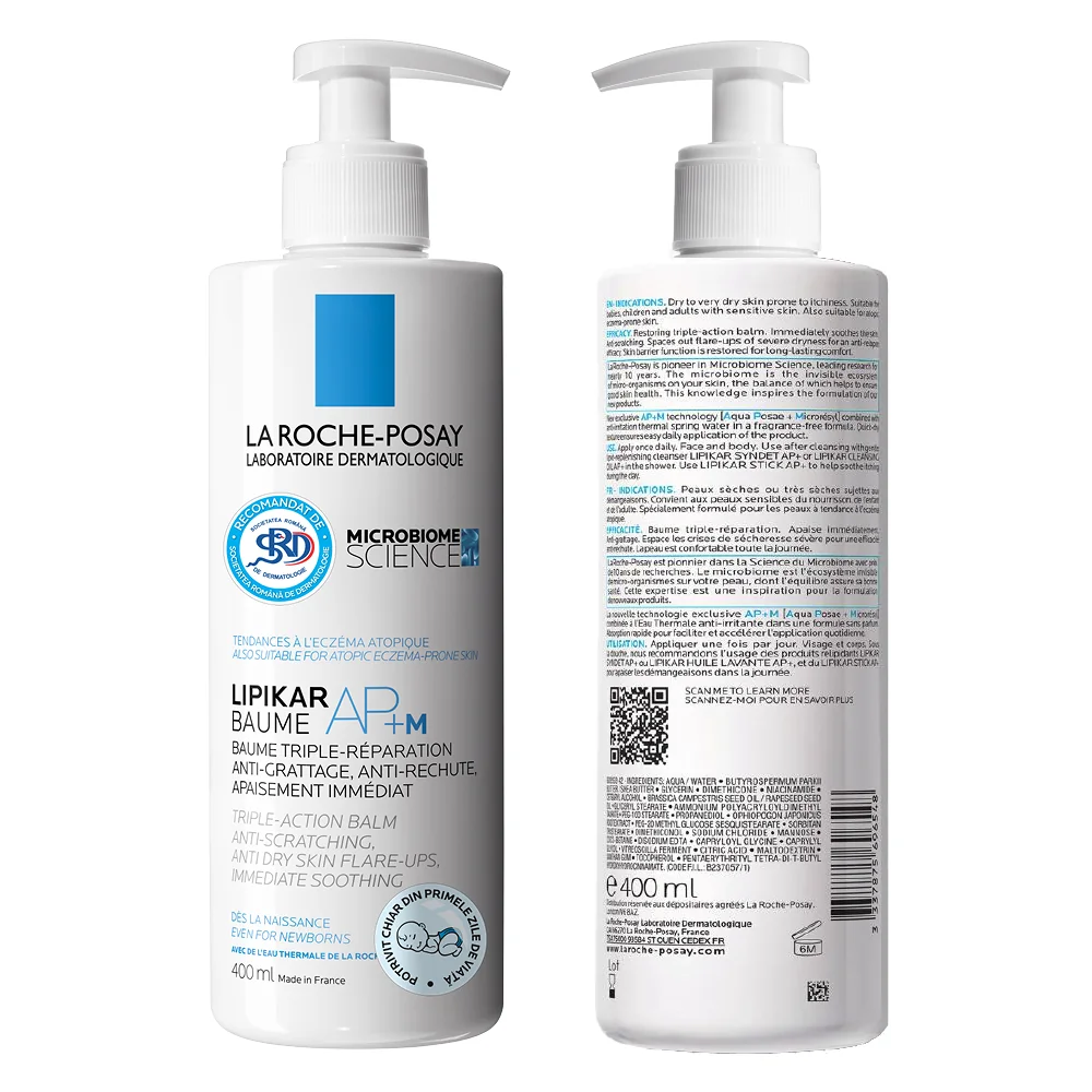 Balsam reparator si calmant piele foarte uscata cu tendinta atopica Lipikar Baume AP+M, 400ml, La Roche-Posay