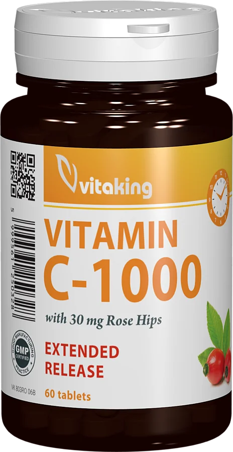 Vitamina C 1000mg cu absorbtie lenta, 60 comprimate, Vitaking