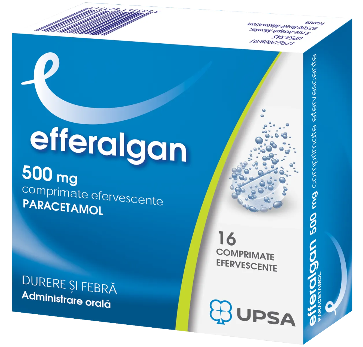 Efferalgan 500mg, 16 comprimate efervescente, Upsa