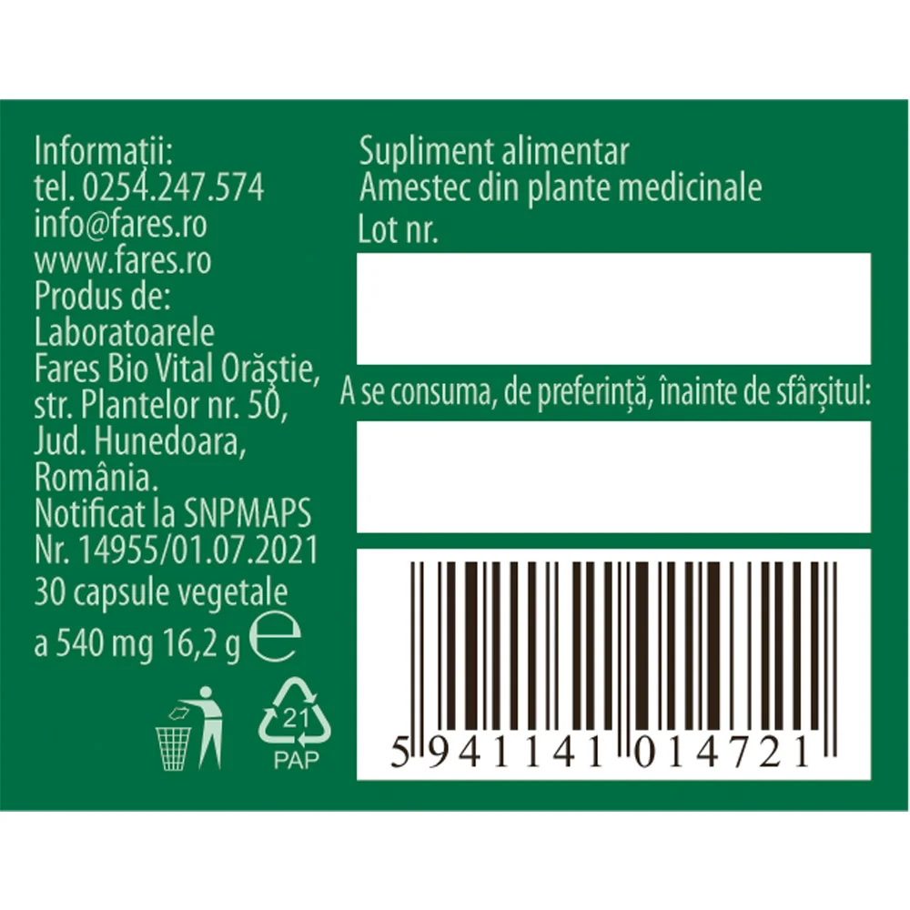 Biomicin Urinar Mami A29, 30 capsule, Fares