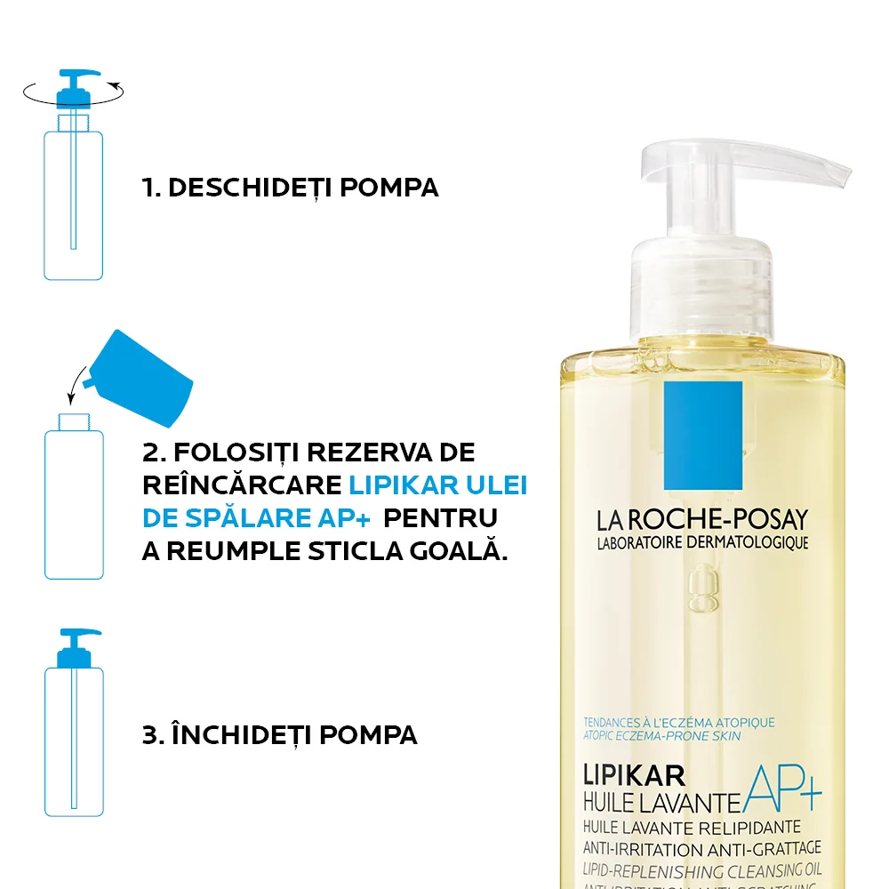 Rezerva ulei de spalare hidratant Lipikar AP+, 400ml, La Roche-Posay