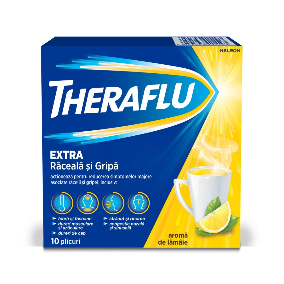 Theraflu Extra raceala si gripa, 10 plicuri, Haleon