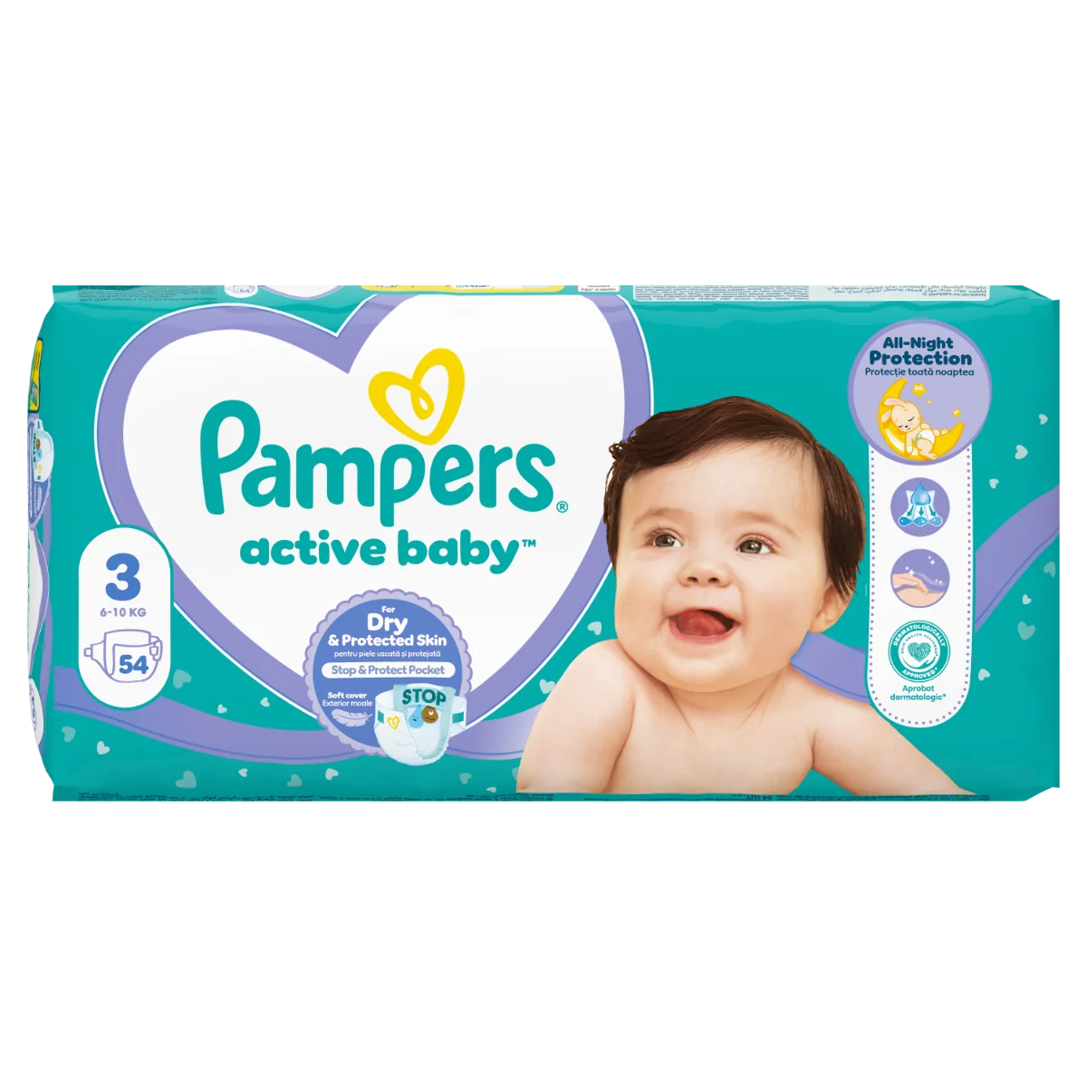 Scutece Active Baby Marimea 3 pentru 6-10kg, 54 bucati, Pampers