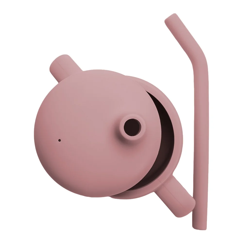 Cana din silicon cu pai Old Rose 6 luni+, 1 bucata, Appekids