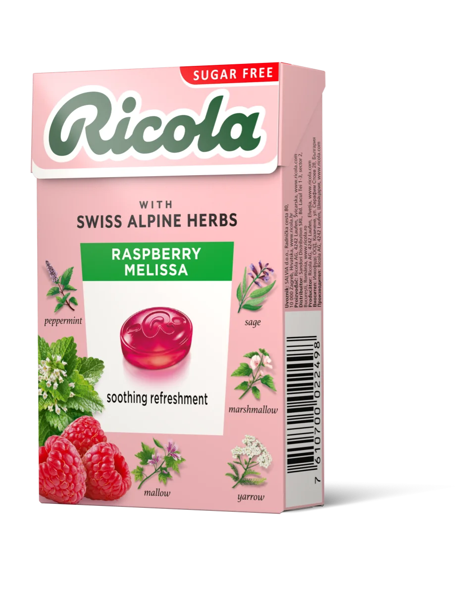 Dropsuri din plante Raspberry Melissa, 40g, Ricola
