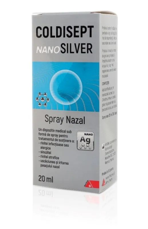 Spray pentru nas Coldisept NanoSilver, 20ml, Arkona 
