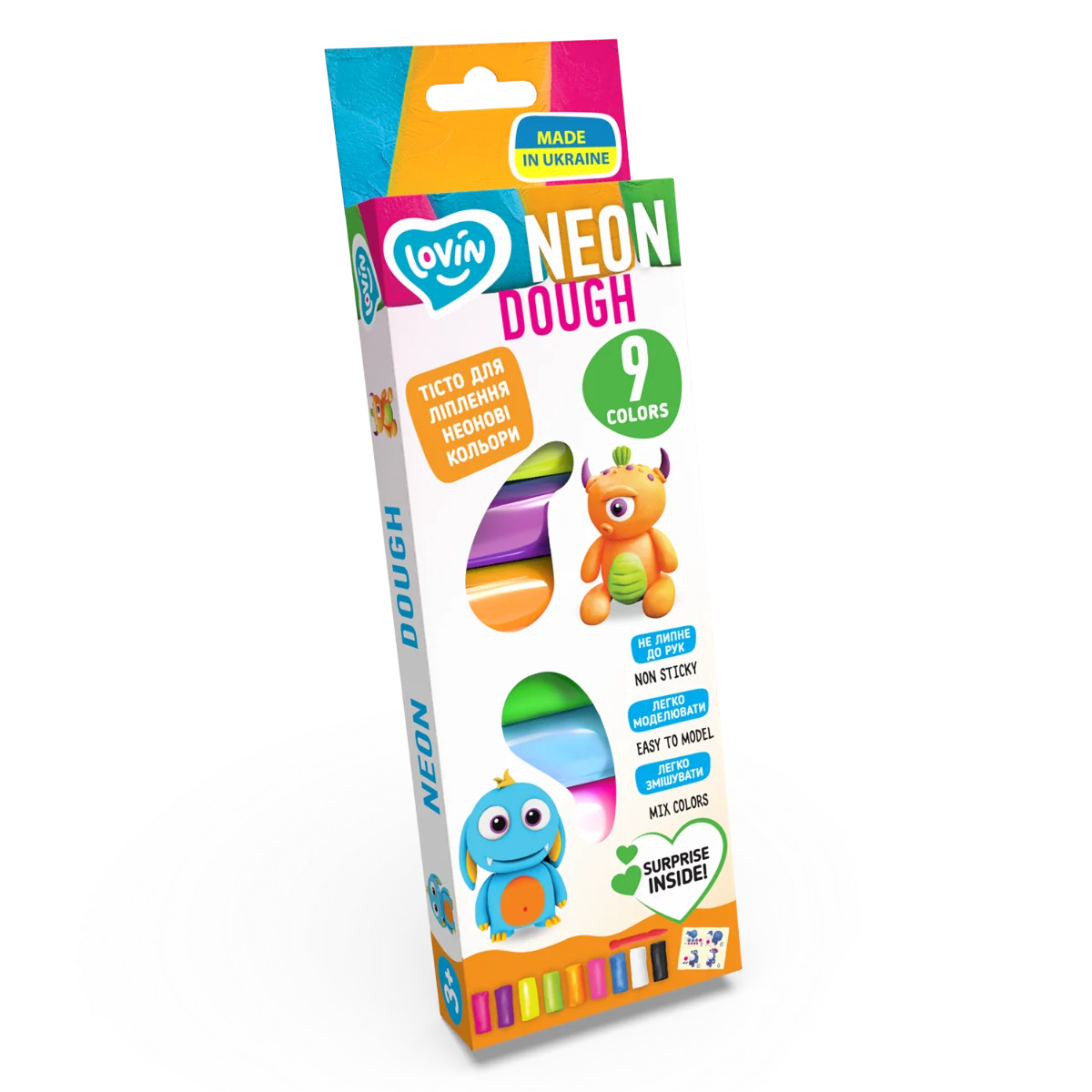 Set plastilina Lovin Neon Dough, 9 x15g, Oktoclay