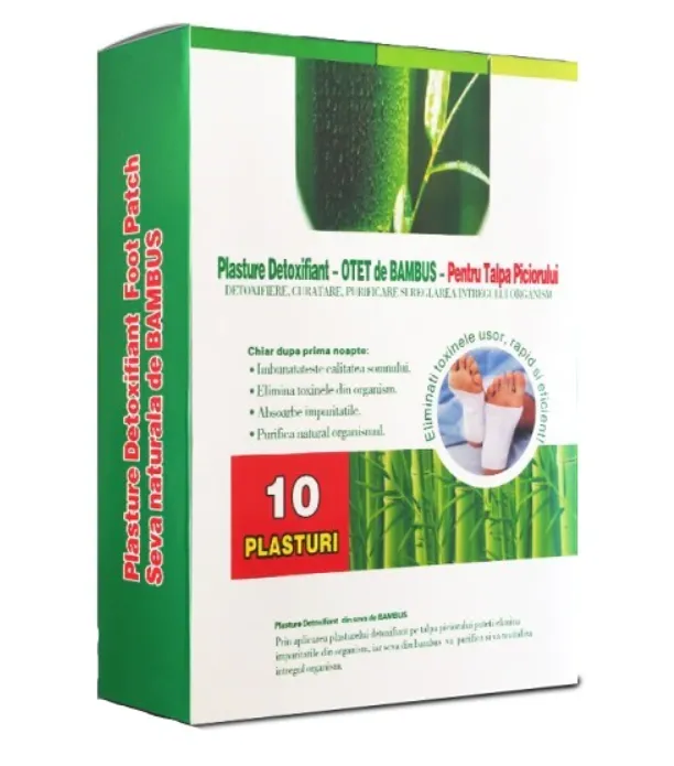 Plasturi pentru detoxifiere cu bambus 6cm x 8cm, 10 bucati, Narcis