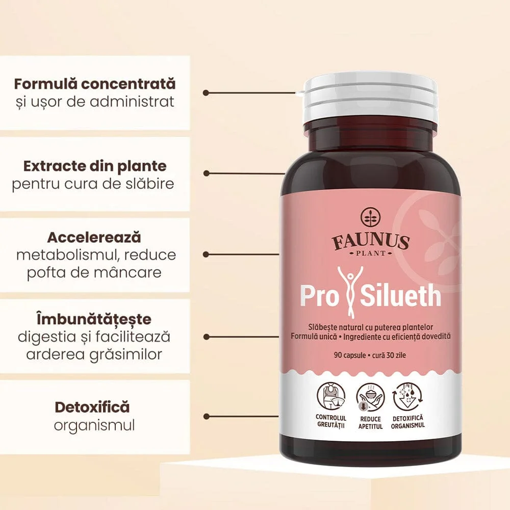 Capsule pentru arderea grasimilor si reducerea apetitului Prosilueth, 90 capsule, Faunus Plant