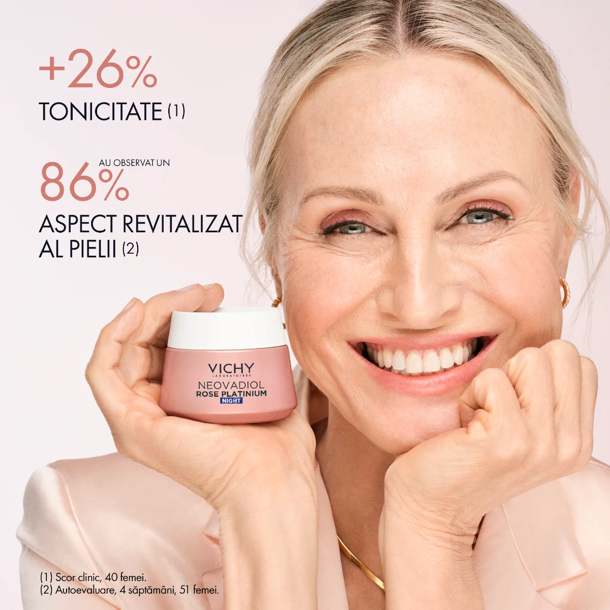 Crema de noapte cu efect de redensificare si revitalizare Neovadiol Rose Platinium, 50ml, Vichy