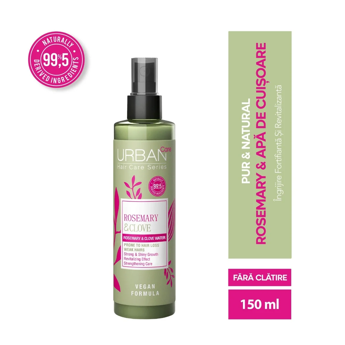Apa de rozmarin pentru cresterea parului cu cuisoare, 150ml, Urban Care