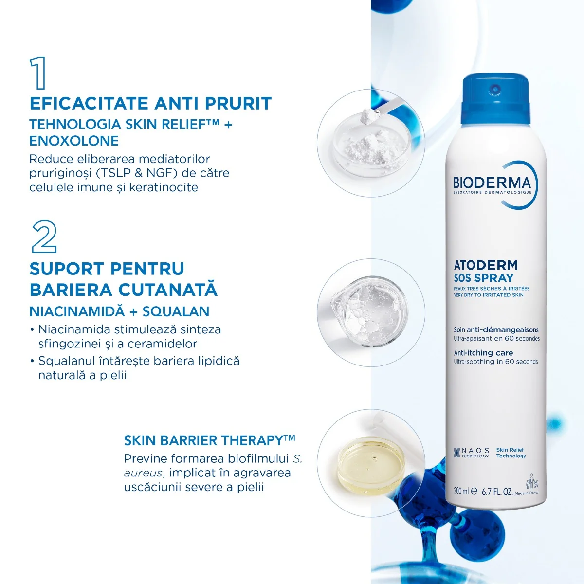 Spray SOS pentru calmarea mancarimilor Atoderm, 200ml, Bioderma