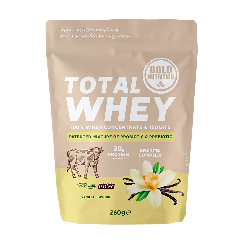 Pudra proteica Total Whey vanilie, 260g, Gold Nutrition