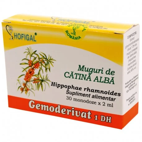 Muguri de catina alba Gemoderivat, 30 monodoze x 2ml, Hofigal