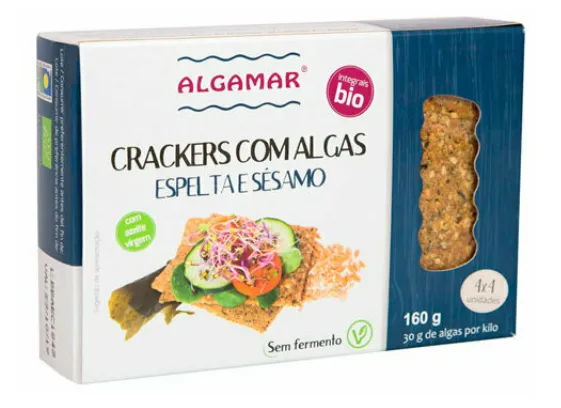 Crackers din spelta cu susan si alge marine Bio, 160g, Algamar