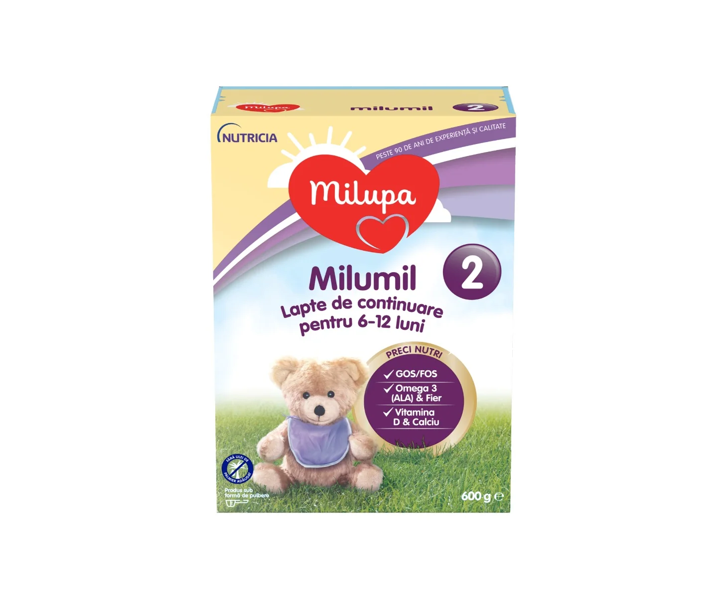 Lapte pentru continuare pentru 6-12 luni Milumil 2, 600g, Milupa