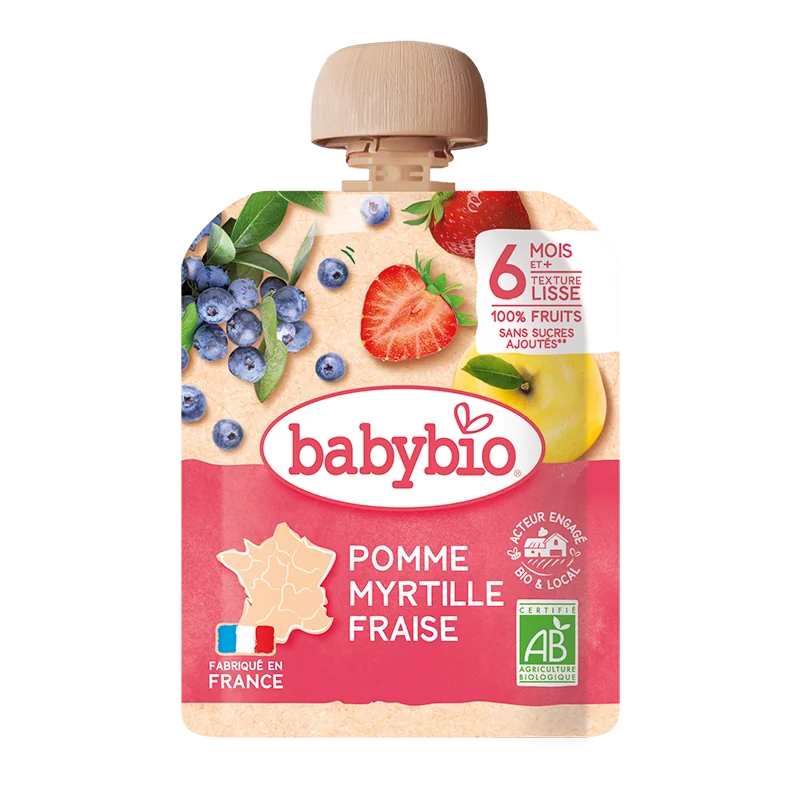 Piure de mere, afine si capsuni Bio, 90g, BabyBio