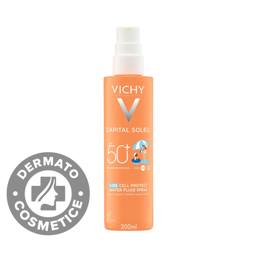 Spray fluid cu protectie solara SPF 50+ pentru copii Kids Cell Protect Capital Soleil, 200ml, Vichy