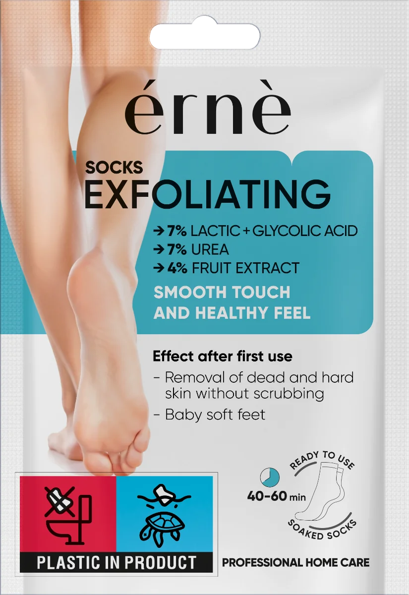 Sosete exfoliante pentru picioare, 2 bucati, Erne