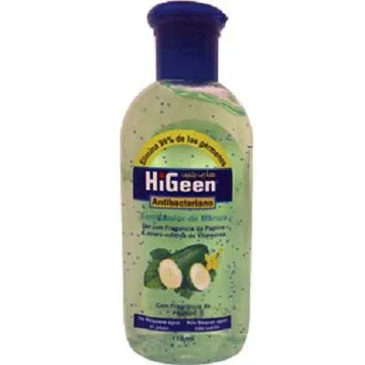 Gel dezinfectant de maini cu granule de Vitamina A, E si lotiune hidratanta de ceai verde si castravete, 110ml, HiGeen