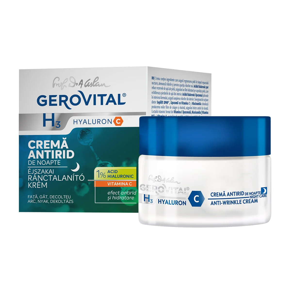 Crema antirid de noapte H3 Hyaluron C, 50ml, Gerovital