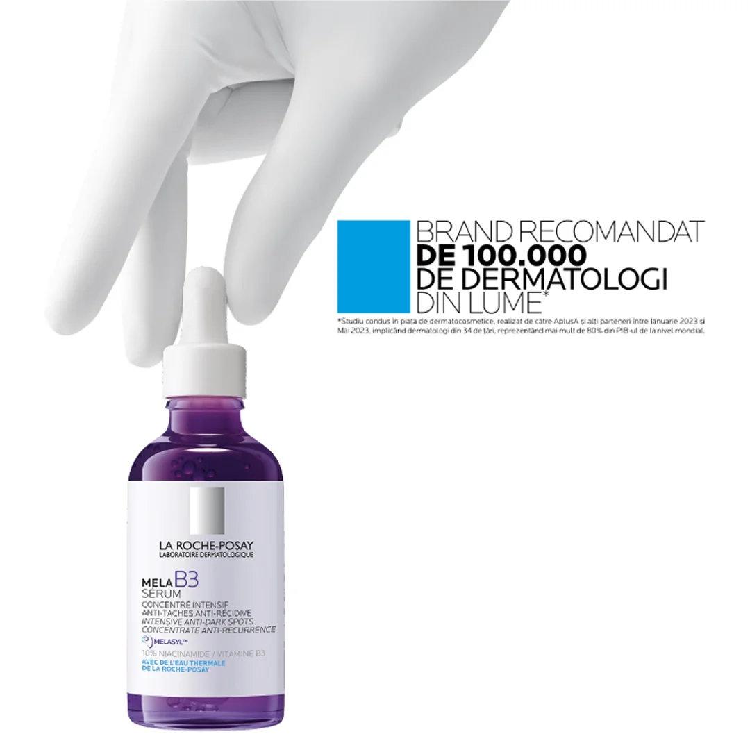 Ser concentrat intensiv pentru corectare pete pigmentare cu efect anti-recurenta pentru orice tip de ten Mela B3, 50ml, La Roche-Posay